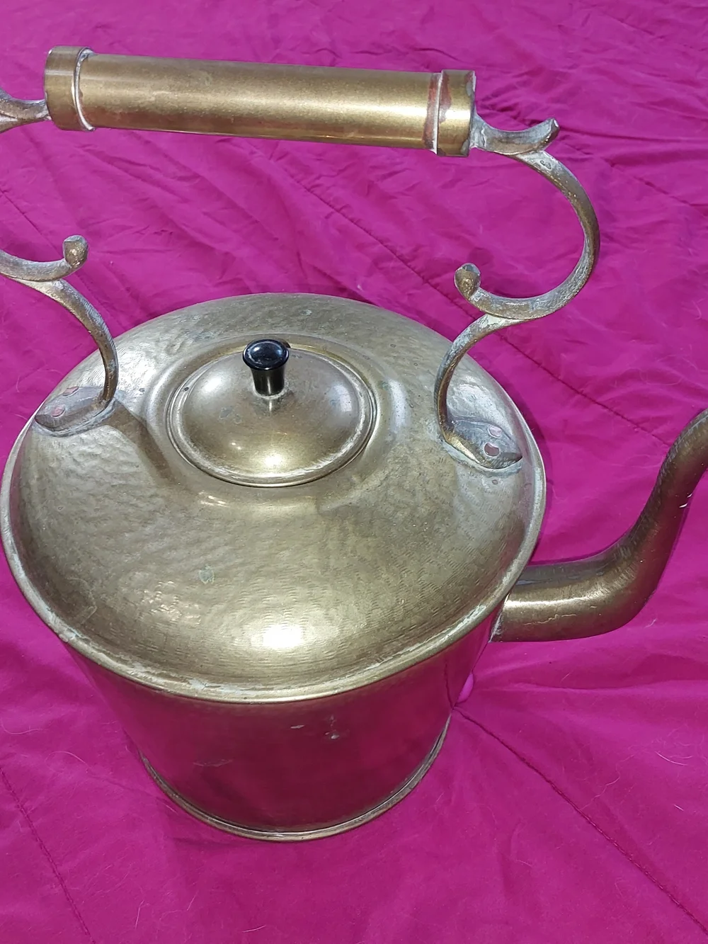 Brass Finish Very Large Vintage Teapot Kettle - Gold